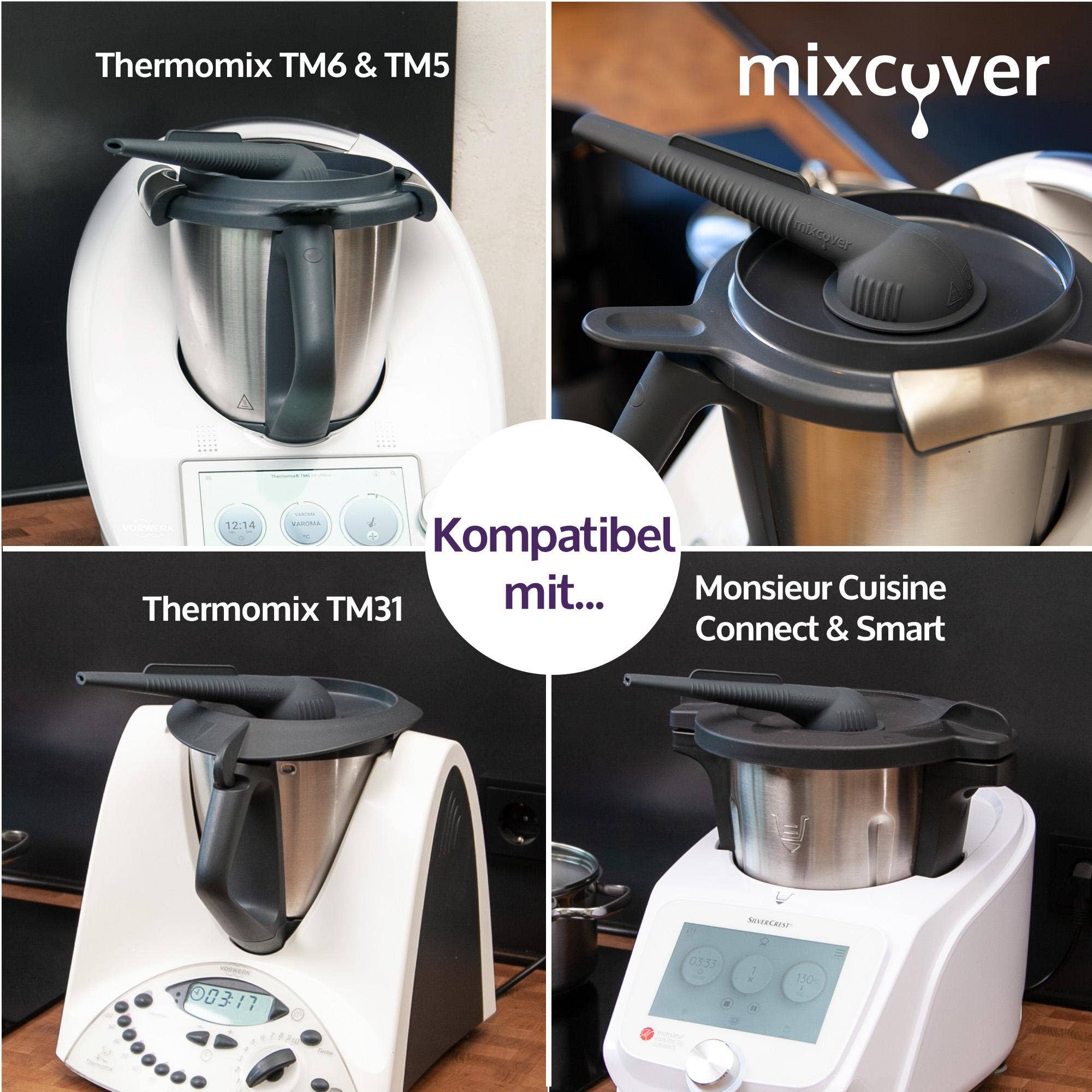 Mixcover GmbH - Wholesale Kitchen Tool/Gadget - Mixcover Steamy water vapor arrester steam attachment fume hood furniture protection steam pipe made of silicone compatible with Thermomix TM6 TM5 TM31 Monsieur Cuisine Connect Monsieur Cuisine Smart4