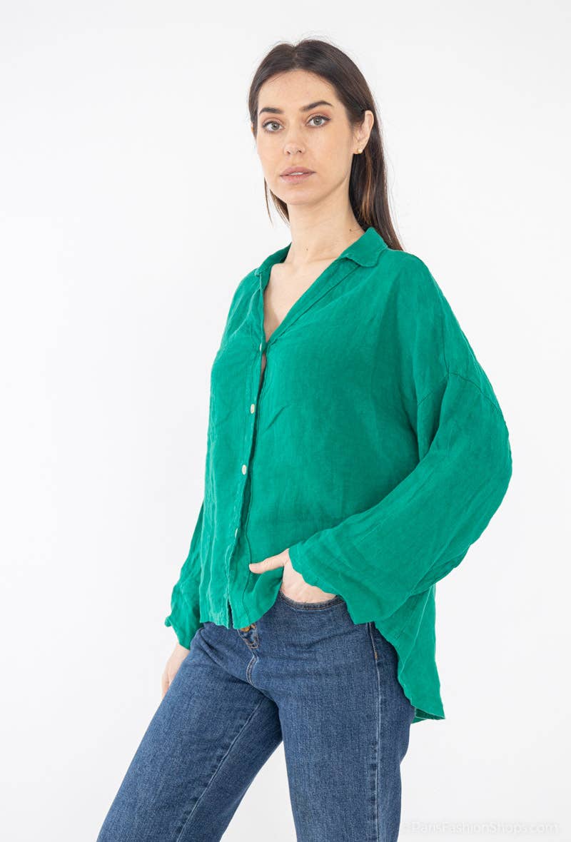 LINEN & COTTON HOUSE - Vente Chemise à col boutonné – femme - CHEMISE EN LIN. 48902 NINA17