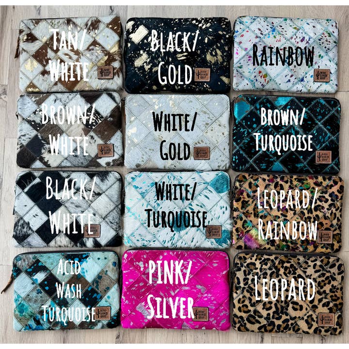 Boho Ranch Shop - Wholesale Laptop/Tablet Case - Women's - Cowhide Laptop Computer tech Sleeve Pouch Case1