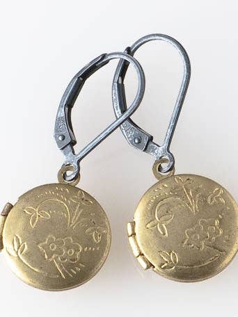 Round Locket Earrings for wholesale by Deana Rose Handmade Jewelry