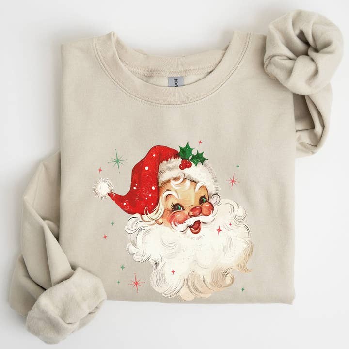 Rotes Retro-Weihnachtsmann-Sweatshirt, klassisches Weihnachts-Vintage-Sweatshirt für den Großhandel von Refinery Number One LLC