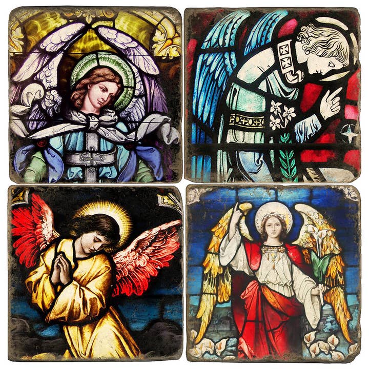 Glass Angels - Tumbled Marble Coasters Set/4 for wholesale by Studio Vertu