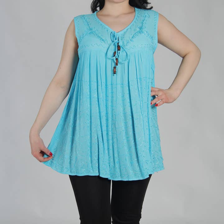 Tops bohemios sin mangas de rayón para mujer – Ligeros de verano para venta al por mayor de Lungta Imports