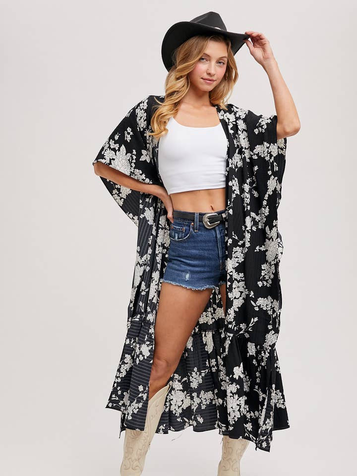 Bluivy - Wholesale Kimono - Women's - EFFORTLESS FLORAL PRINT MAXI KIMONO