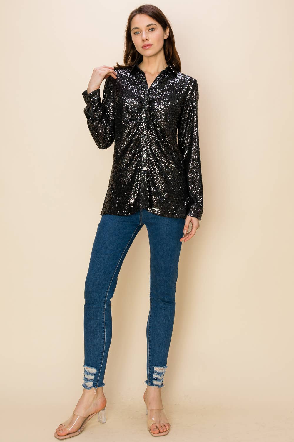 W.A.Y. --Wonderful And Young - Vendita all'ingrosso Camicia - Donna - CAMICIA CON PAILLETTES W.A.Y 
14