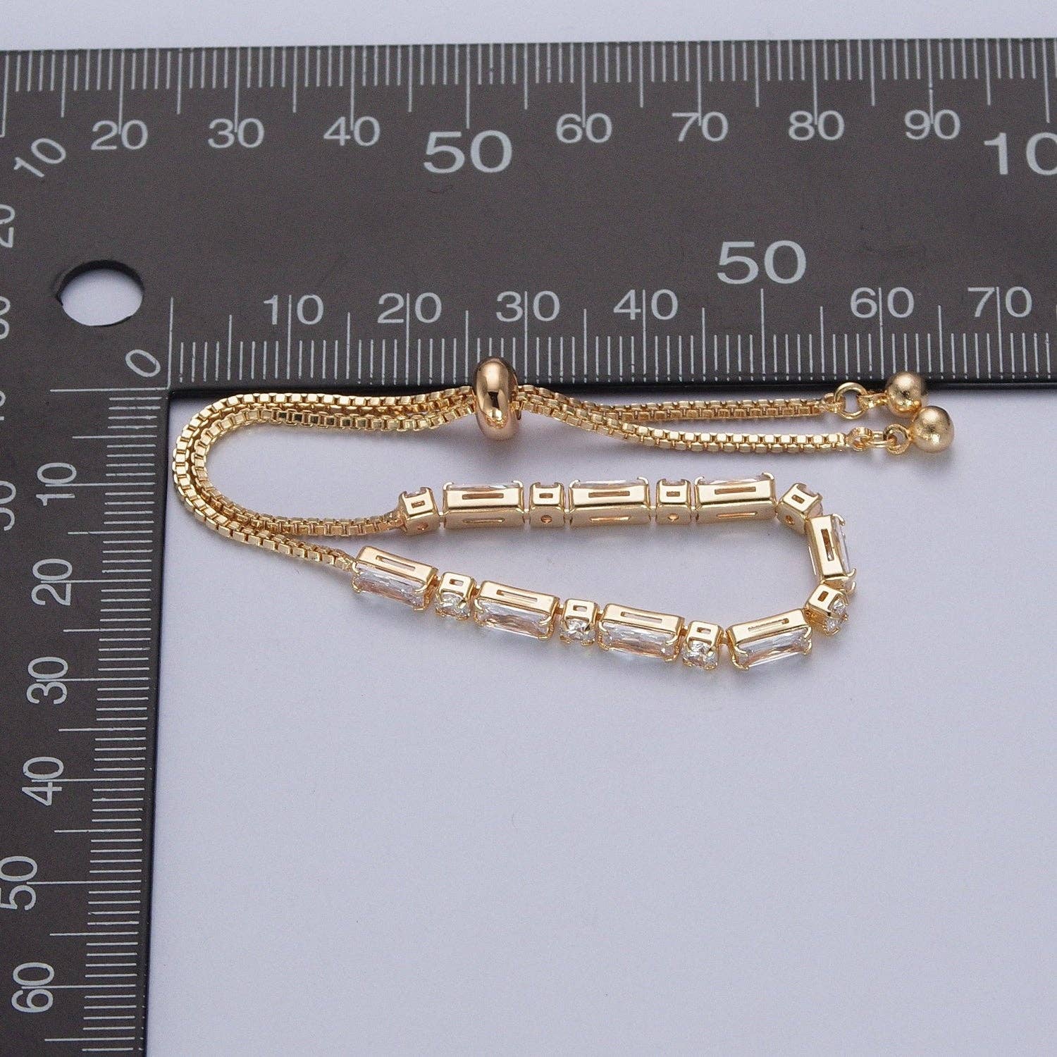 Aim Eternal – wholesale Link & chain bracelet – 24K Gold Filled Bracelet with Clear Baguette Cubic Zirconia3