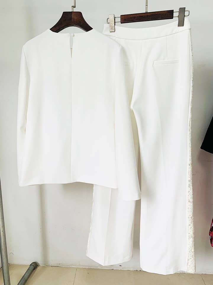 White SET113 Elegant Lace Bell Sleeve Set for wholesale on Faire