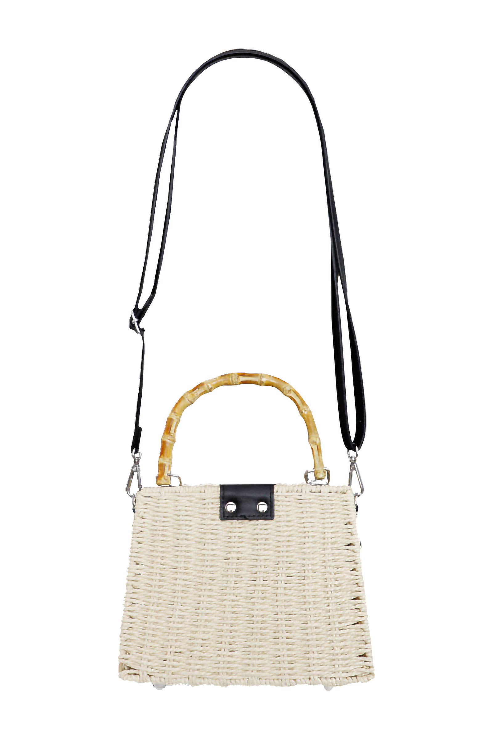 Cap Zone – Engroshandel Messenger bag – Kvinder – Mock Bambushåndtag Kubisk Rattan Strandtaske6