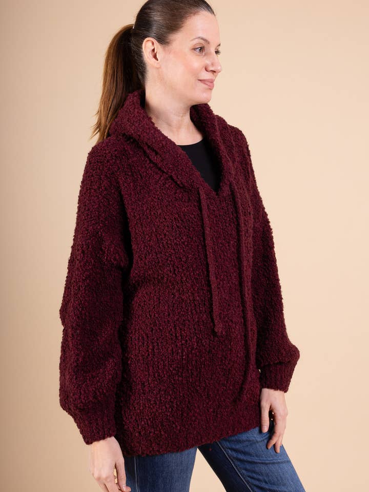 Pépouz' Paris - Wholesale Tunic Sweater - Women's - Hooded alpaca wool loop sweater PP25232