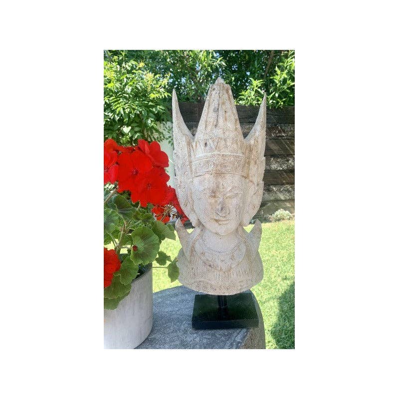 Paloma Black (Casa Natura Design, S.L.) - Venta al por mayor Escultura - Máscara de Madera Única Tallada a Mano con Detalle de Tocado2