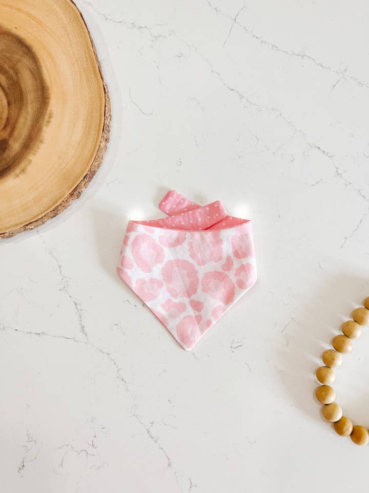 Pink Cheetah Print Dog Bandana, Reversible Snap On Collar for wholesale by StellaLoo