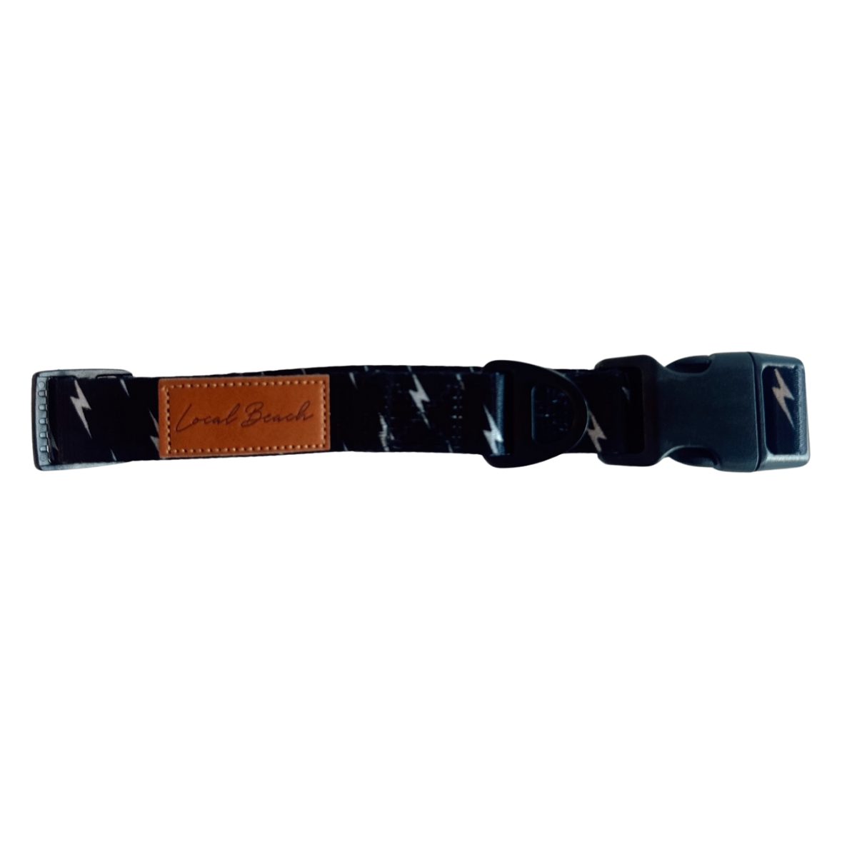 Local Beach Lightning Bolt Adjustable Dog Collar Black for wholesale on Faire0