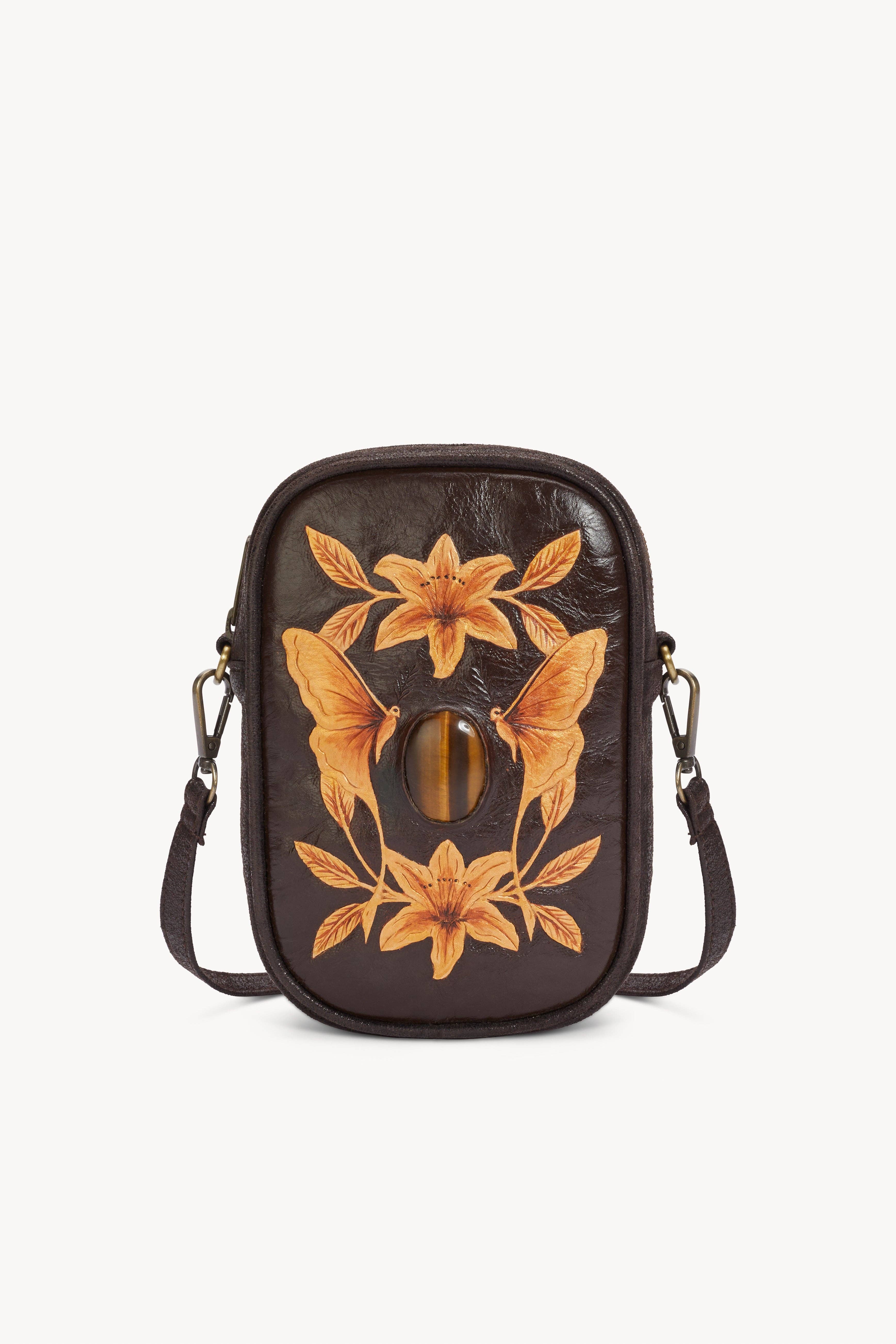 Luna Phone Bag Metallic Dark Choc/Gold for wholesale on Faire1