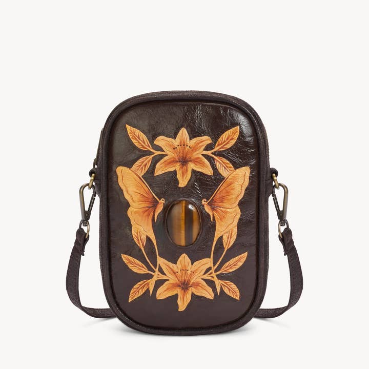 Luna Phone Bag Metallic Dark Choc/Gold for wholesale on Faire1