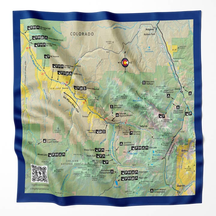 San Miguel River Colorado Microfiber Map Bandana for wholesale by Map the Xperience