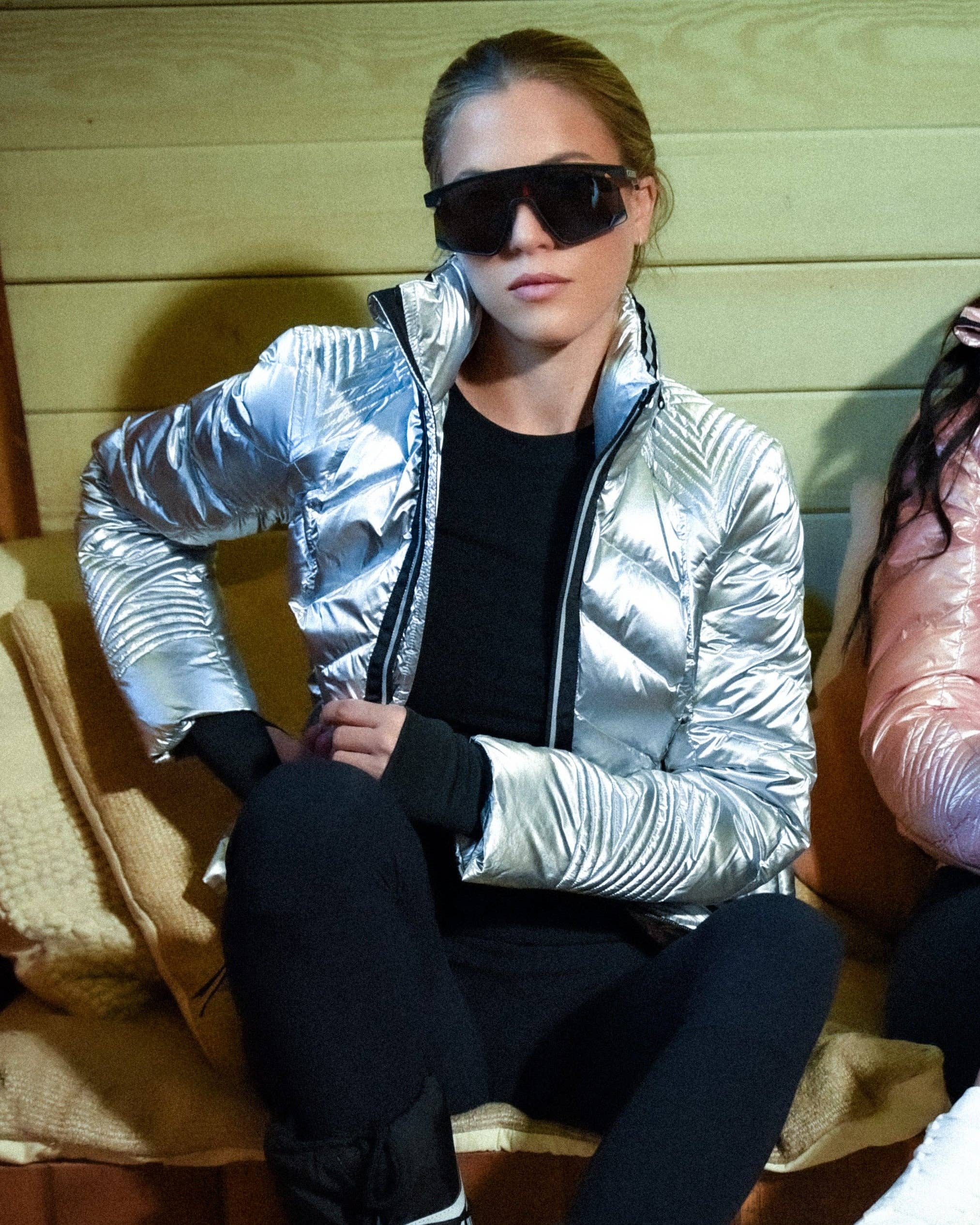 SILVER Super Hero Puffer With Reflective Trim for wholesale on Faire1