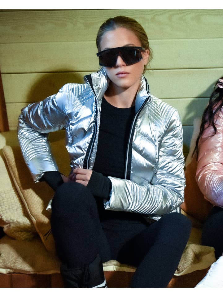 SILVER Super Hero Puffer With Reflective Trim for wholesale on Faire1