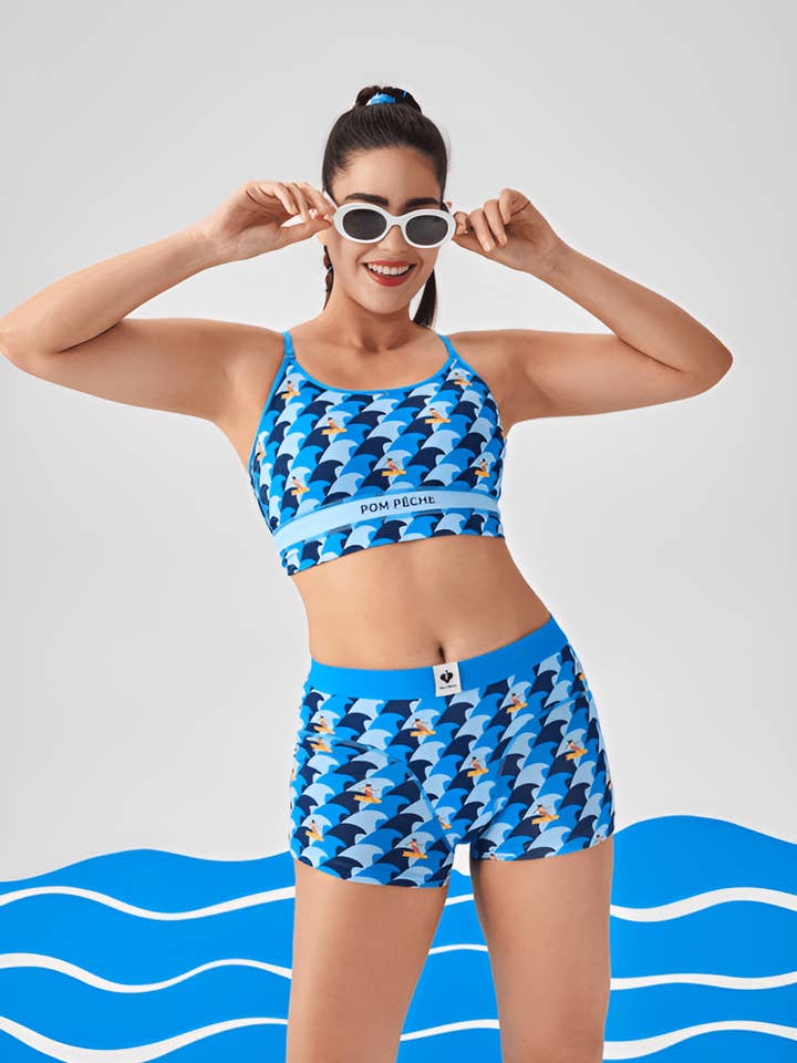 Yoyo Blue Surfing Print High Waist Boxer for wholesale by STYLR