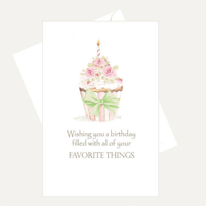 Wish You A Birthday Filled Favorite Things - Watercolor Card for wholesale by Bellflower Girl