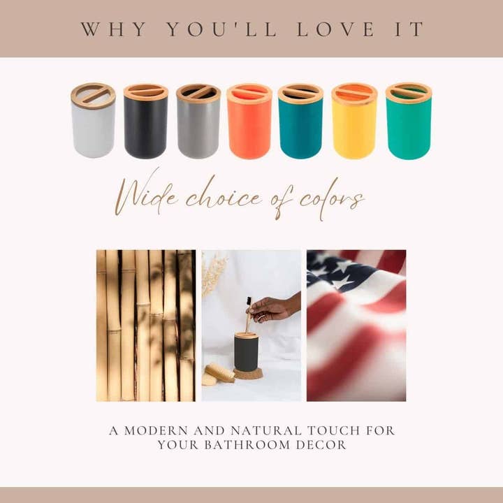 Evideco French Home Goods - Wholesale Toothbrush Holder - Black Bamboo Top Toothbrush Holder - Padang5