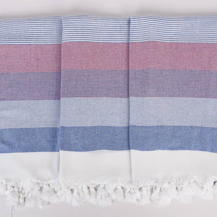 Organic Turkish Towels – wholesale Beach towel – Organic Cotton Towels, Navy Blue-Red Striped Peshtemal7