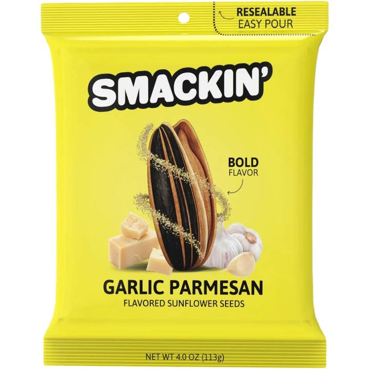 Smackin' Seeds Garlic Parmesan 4 oz for wholesale by Cow Crack Wholesale