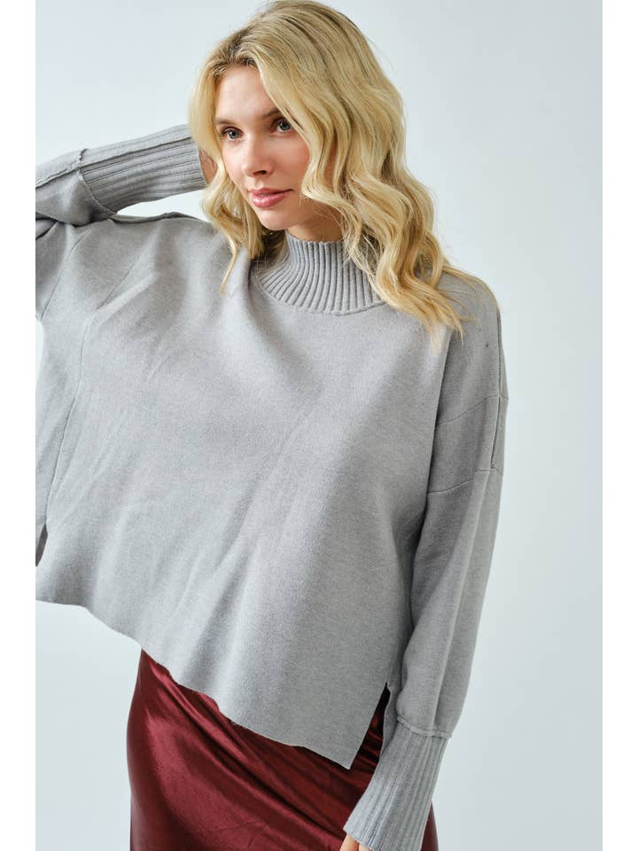 SPICE ALLEY - Wholesale Knit Sweater - Women's - SA00121T - Soft Overlock Mock Neck Sweater5