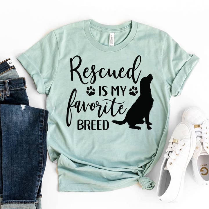 Rescued Is My Favorite Breed T-shirt - Bella Canvas for wholesale by Printliss