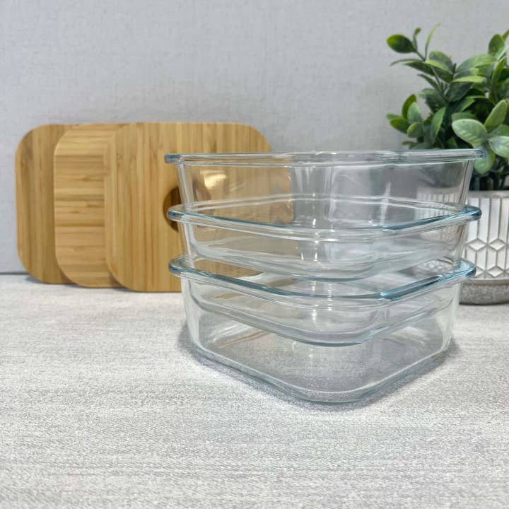 Cherish Planet – wholesale Food storage container – Square Glass Food Container with Bamboo Lid6