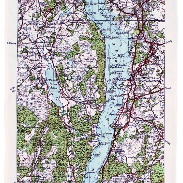 Torchon Windermere Map pour la vente par MAPWORKS - Jane Revitt