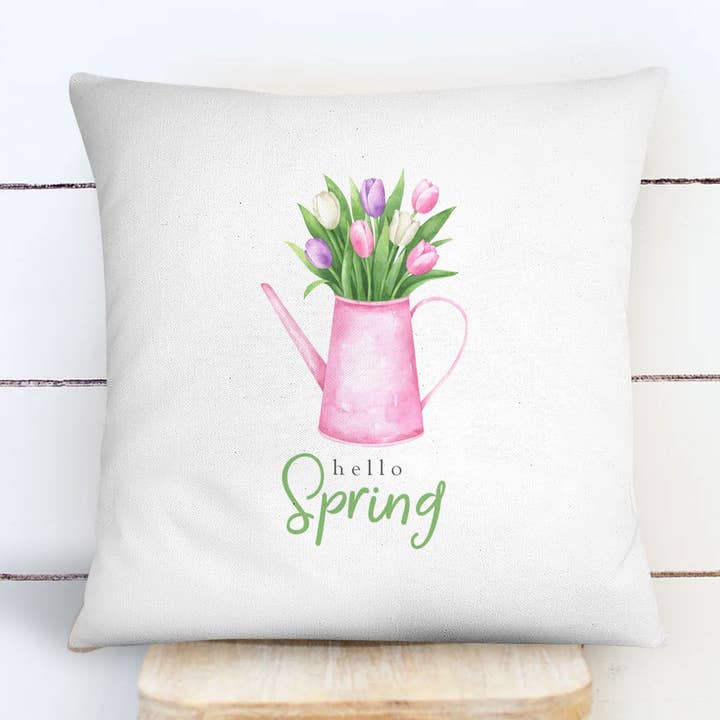 ciao federa copricuscino primavera | tulipani in acquerello annaffiatoio copricuscino | cuscino a molla federa regalo decorazioni per la casa per la vendita all'ingrosso da parte di ZA Handmade Wholesale