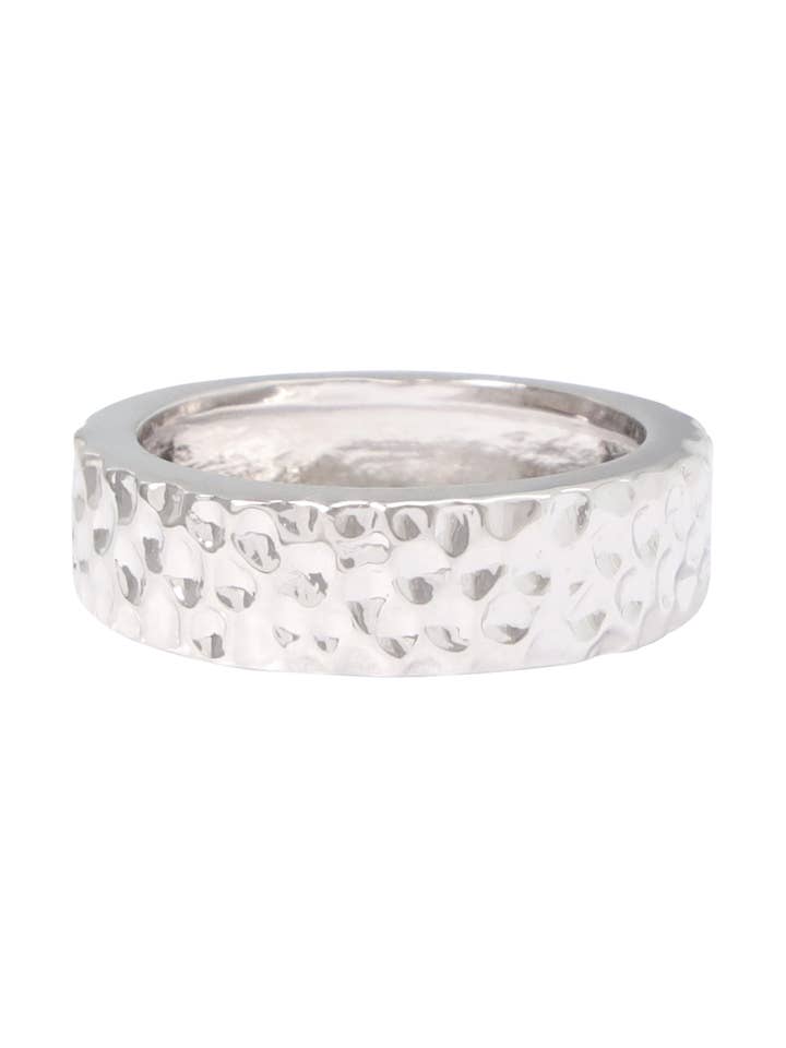 Hammered Wide Ring In Silver Tone - SF for wholesale by Zoey Simmons
