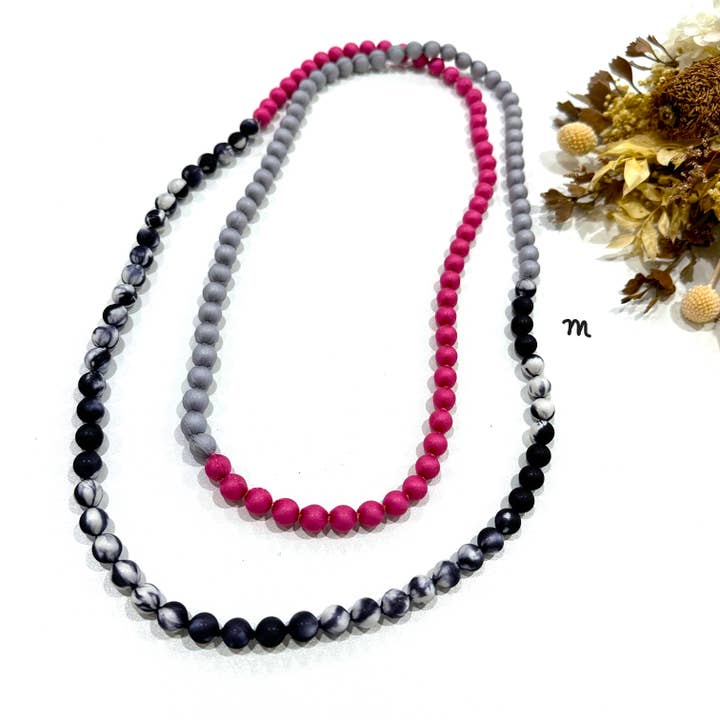 Sophie Silks - Wholesale Beaded/pearl necklace - Silk Bead Tie Dye Long Strand Necklace13