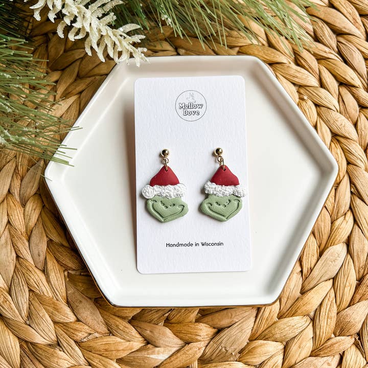 Mellow Dove Designs - Wholesale Dangle Earrings - Grinch Dangle Earrings | Boho Christmas Earrings0