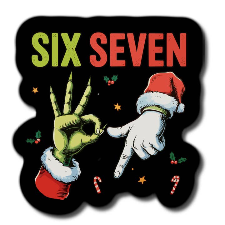 Sechs sieben 6 7 Weihnachts-Wasserfest-Aufkleber für den Großhandel von Lyrical River Designs