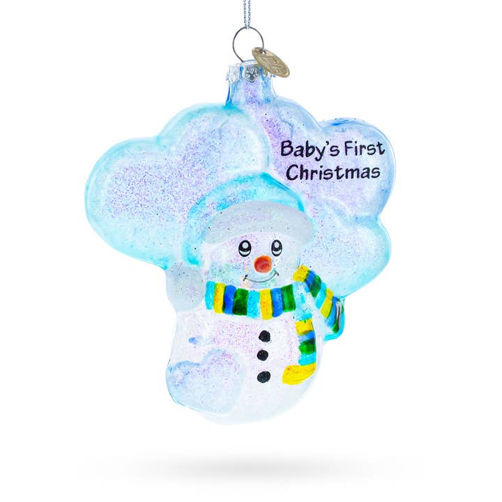 Snowman Celebrating Baby's First Christmas Glass Ornament for wholesale by BestPysanky