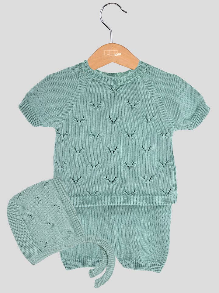 Ensemble 3 Pièces Maille s/ Col Coton "V" 0630B pour la vente par Amorim Gerações, LDA
