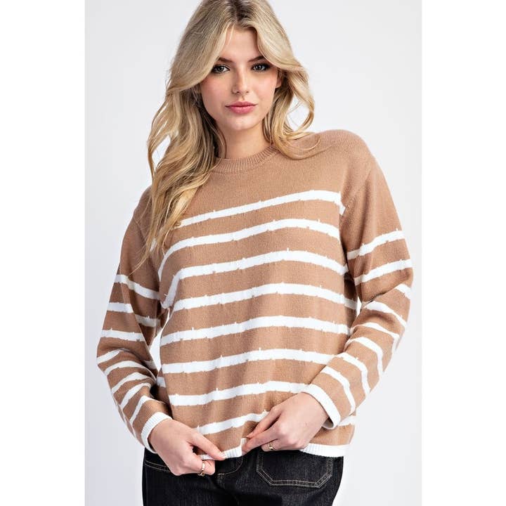 Maglione a righe - Scollo rotondo a coste per la vendita all'ingrosso da parte di STYLE USA