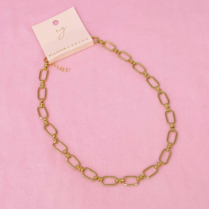Ellison+Young - Wholesale Link & Chain Necklace - Amber Boxy Chain Necklace