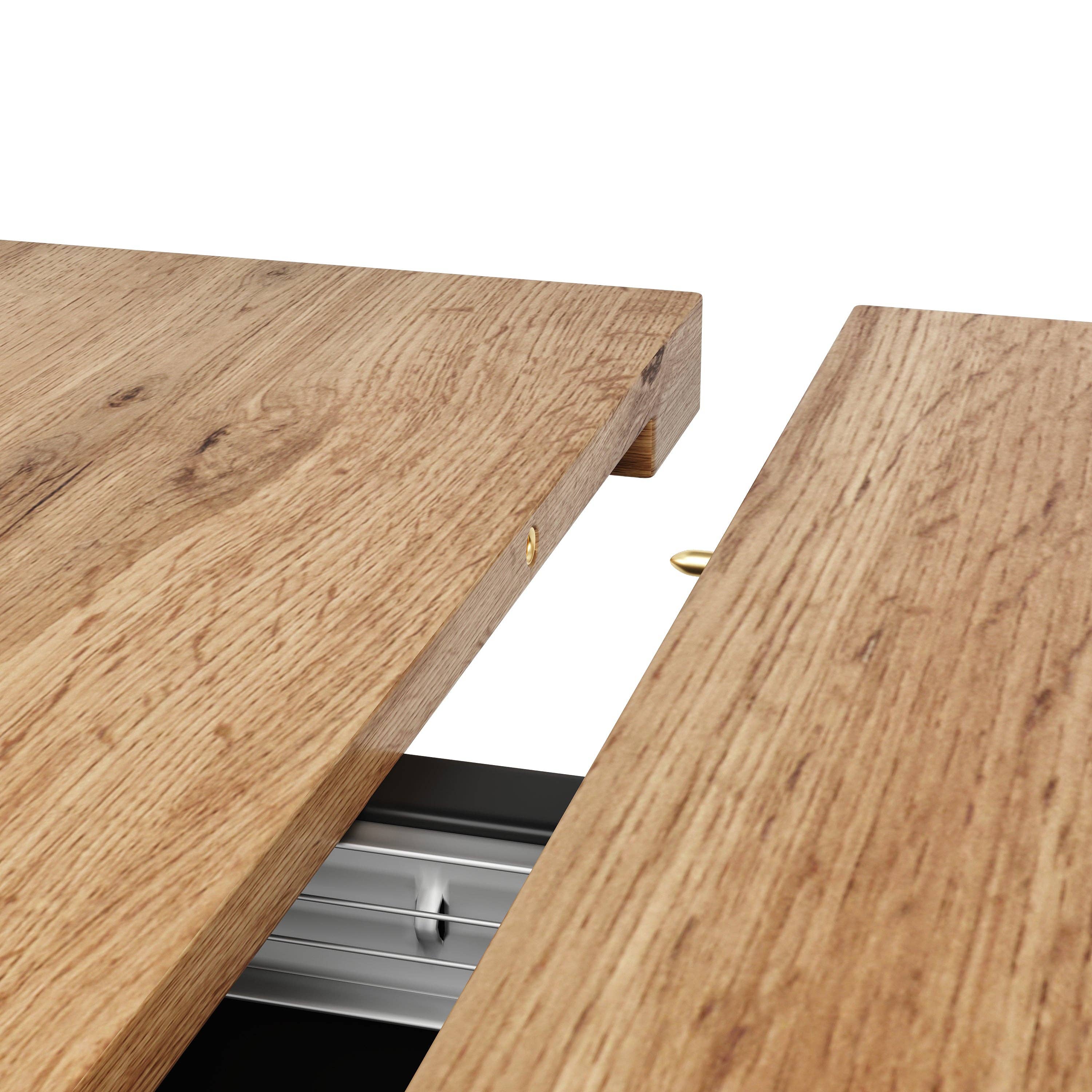 Urban Meuble - Wholesale Side Table - Extendable dining table with wood effect, black storage space, and glass 110-140*70cm CHOCAS BLACK GLASS17