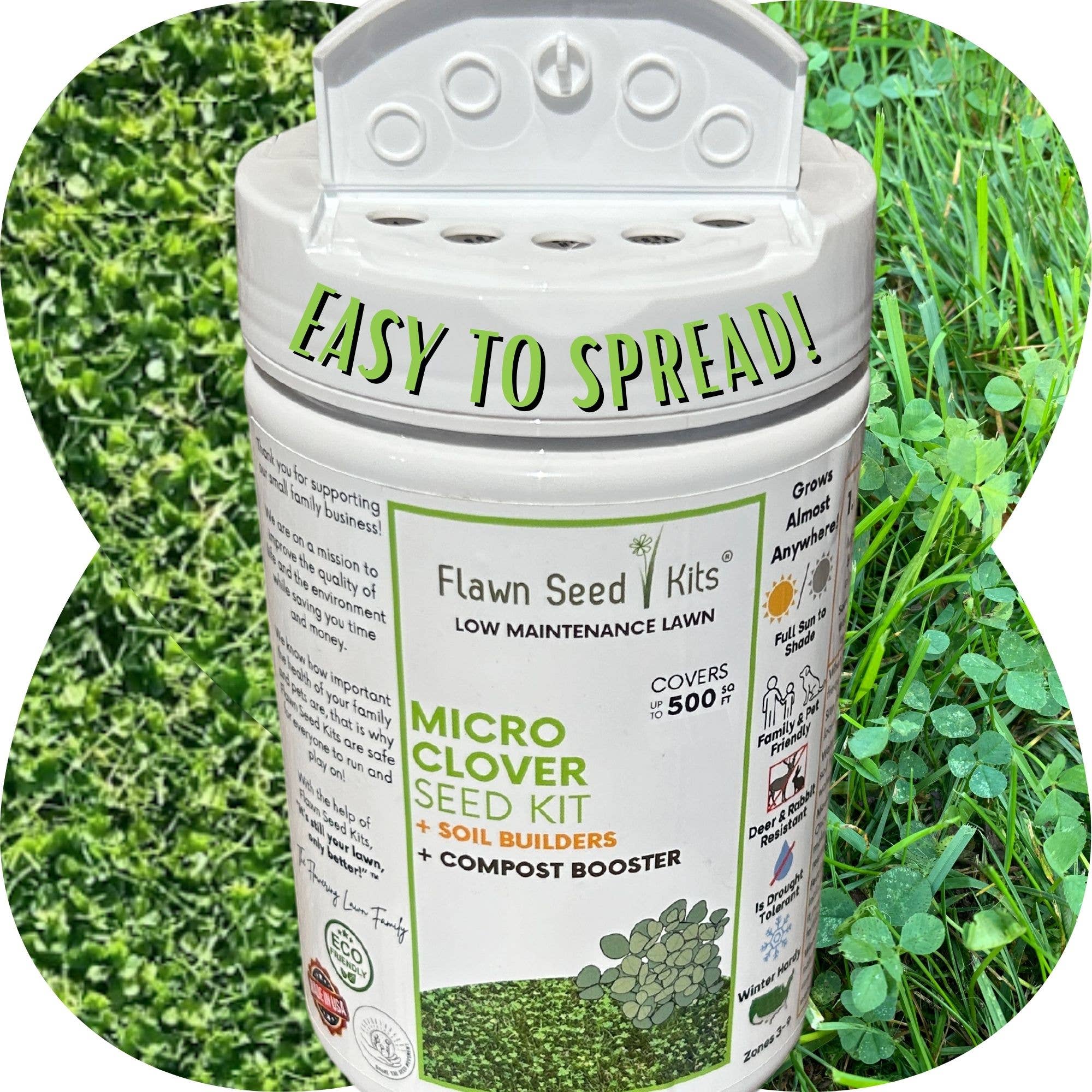 Flawn Seed Kits - Wholesale Plant Seeds - Micro Clover Kit Easy Spread Shaker7