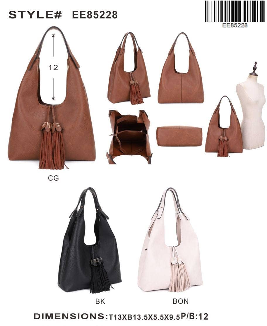 MiMi Wholesale - Wholesale Shoulder Bag - Women's - EE85228 Kai Three compartments Hobo with Tassel4