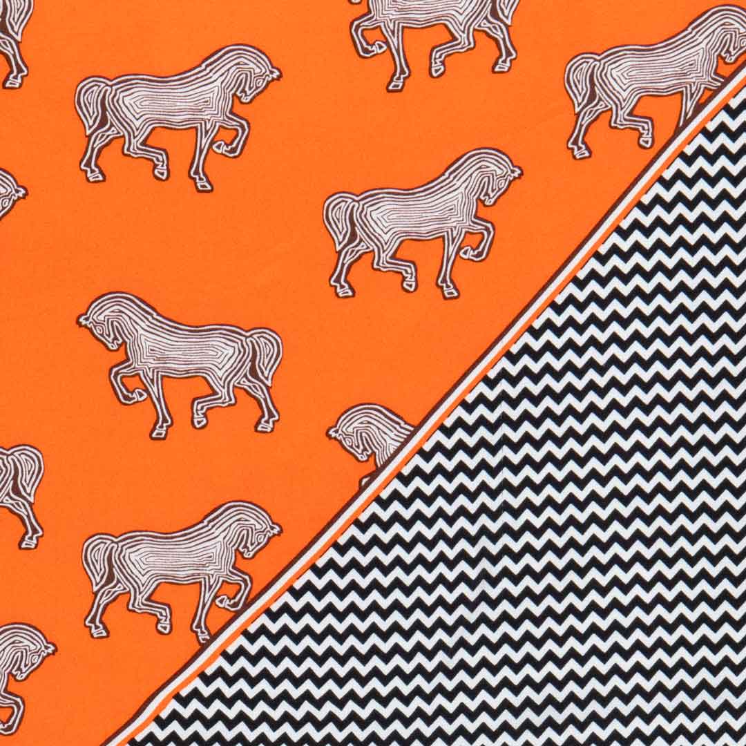 URBAN-EQUESTRIAN - Wholesale Scarf - Women's - Manon - Stylized Equestrian Scarf in Tangerine4