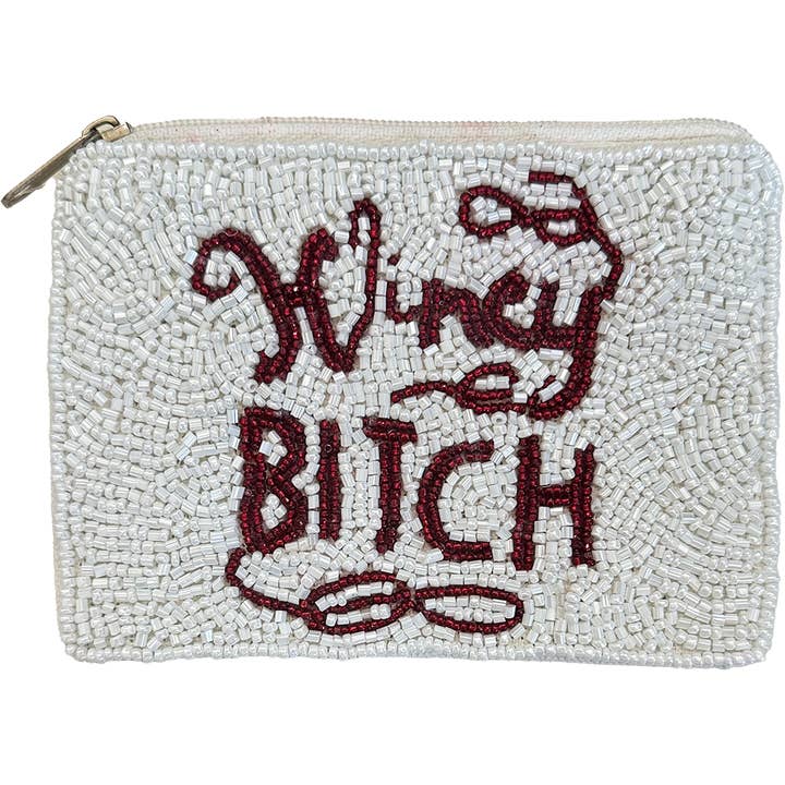 WINEY BITCH BEADED MINI POUCH for wholesale by Pizzazz, Inc.