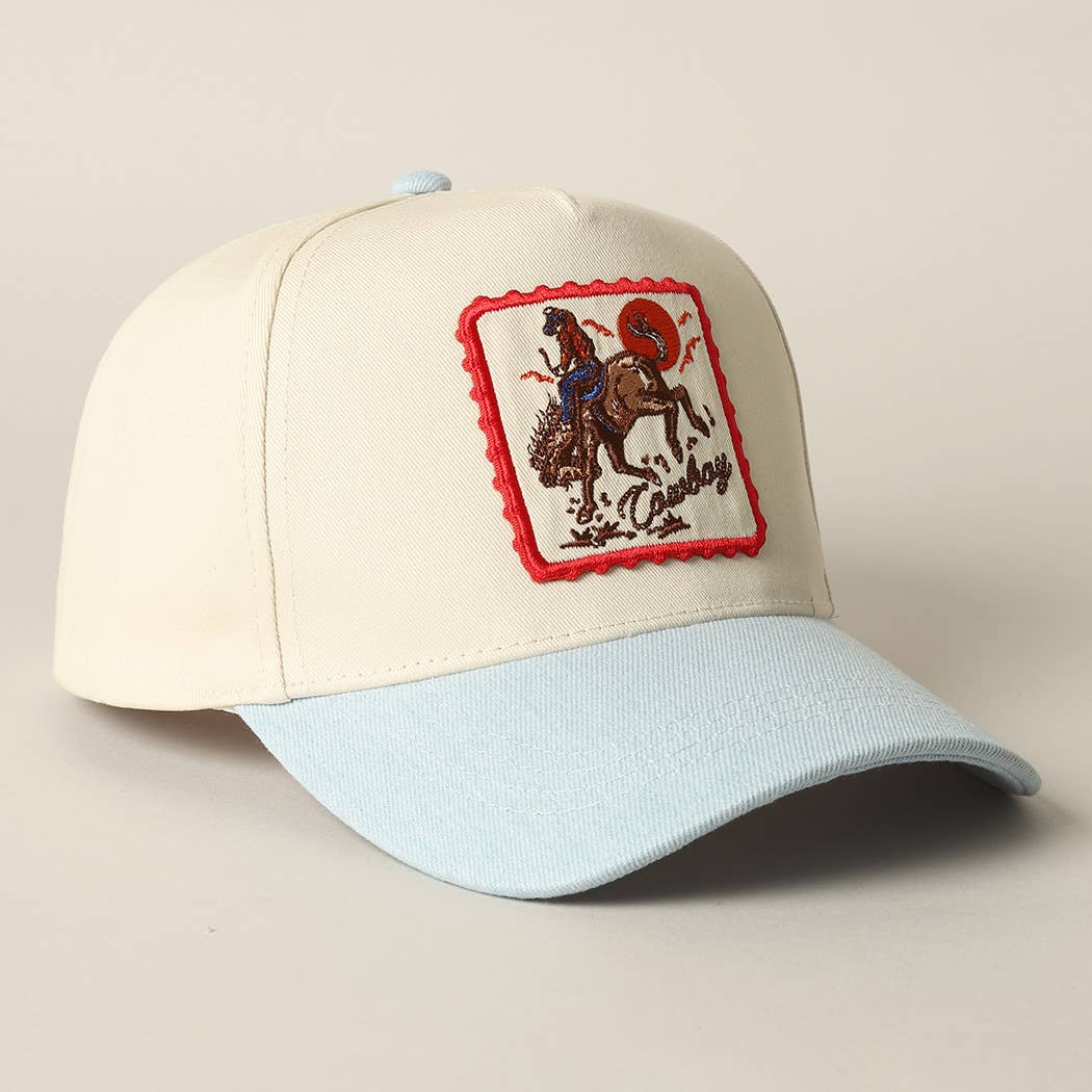 Fashion City - Wholesale Baseball Cap - Unisex - Detailed Cowboy Horse Embroidery Patch Denim Cap4