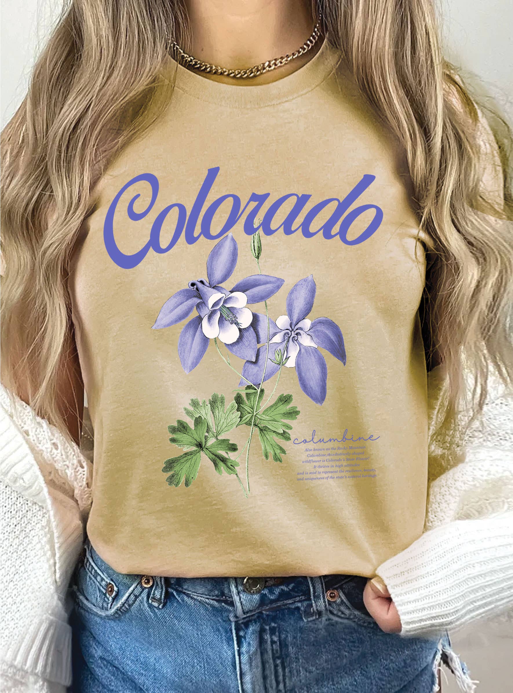 Rustee Clothing – T-shirt estampada - Mulher por atacado – CAMISETAS GRÁFICAS COLRADO COLUMBINE 6