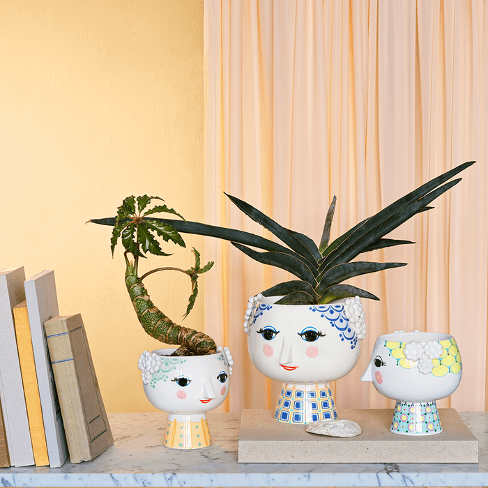 Danish Design Collective - Wholesale Plant Pot - Bjørn Wiinblad - Eva - 8.3" Short Base 3D Plant Pot - Blue5