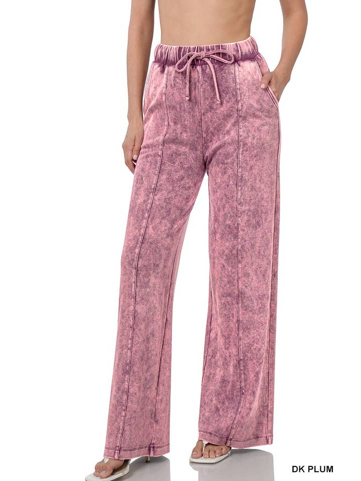 Baie Bleue - Wholesale Pants - Women's - P1756ZN - COOL ACID WASH WIDE LEG PANTS10
