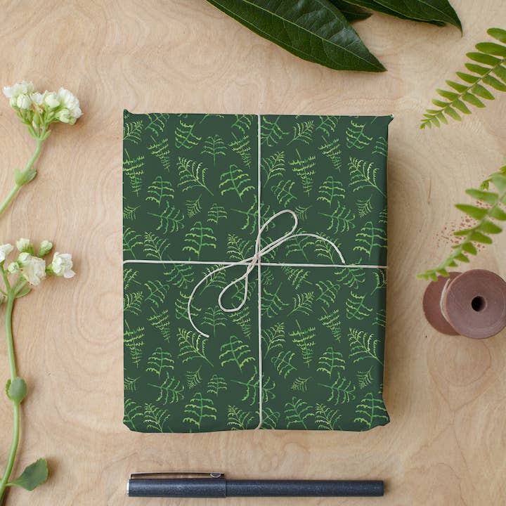Fern Wrapping Paper & Gift Tag Set for wholesale by Natasha Zahn Studio