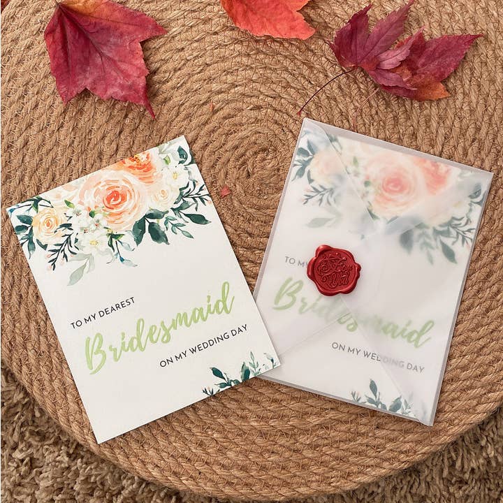 DrifWoo - Wholesale Wedding card - Bridesmaid Card with Clear Envelope & Seal – 2 Styles10